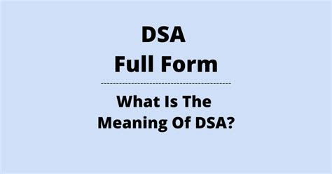what is the meaning of dsa